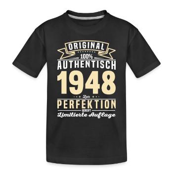 Authentisches 1948 Geschenk - Kinder Premium Bio T-Shirt - Schwarz - Vorne