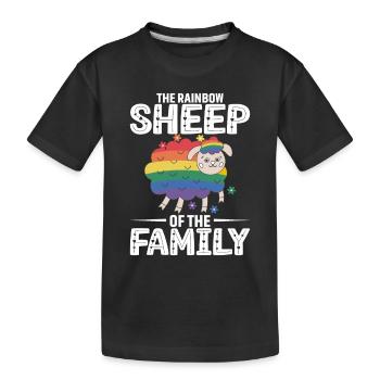 Le mouton arc-en-ciel de la famille - T-shirt bio Premium Enfant - noir - Devant