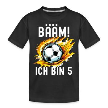 5 Jahre Jungen 5. Geburtstag Geschenk Fußball - Kinder Premium Bio T-Shirt - Schwarz - Vorne