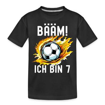 7 Jahre Jungen 7. Geburtstag Geschenk Fußball - Kinder Premium Bio T-Shirt - Schwarz - Vorne