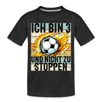 3 Jahre Jungen 3. Geburtstag Geschenk Fußball - Kinder Premium Bio T-Shirt - Schwarz - Vorne