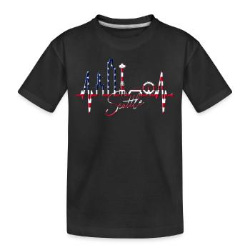 Seattle Skyline Heartbeat USA Fan Coeur Pulse Amour - T-shirt bio Premium Enfant - noir - Devant