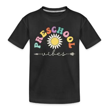 Vorschule Vibes Lehrer Schüler Retro 100 Tage - Kinder Premium Bio T-Shirt - Schwarz - Vorne