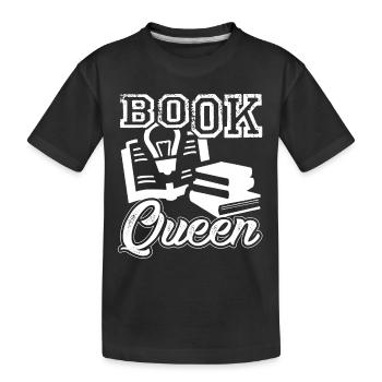 Book Book Queen - Kids' Premium Organic T-Shirt - black - Front