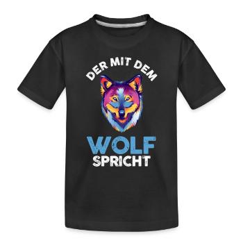 Tier Waldtier Wolf - Kinder Premium Bio T-Shirt - Schwarz - Vorne