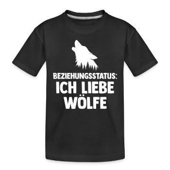 Tier Waldtier Wolf - Kinder Premium Bio T-Shirt - Schwarz - Vorne