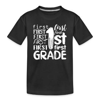 1st grade typography team first graders 100. - Kids' Premium Organic T-Shirt - black - Front