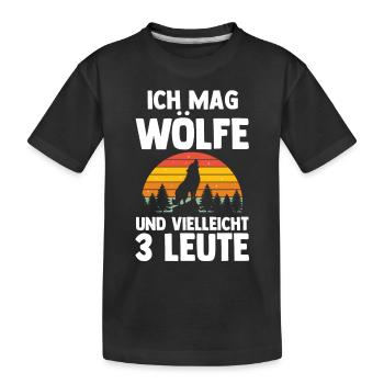Tier Waldtier Wolf - Kinder Premium Bio T-Shirt - Schwarz - Vorne