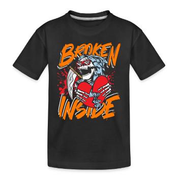 Broken inside - Kids' Premium Organic T-Shirt - black - Front