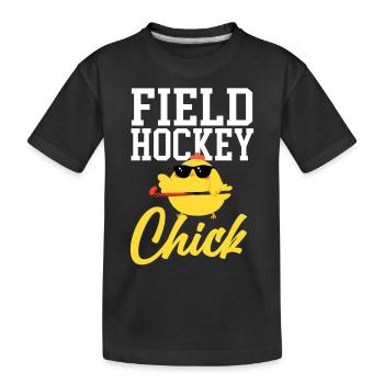 Hockey sur gazon Poulet Hockey sur gazon - T-shirt bio Premium Enfant - noir - Devant