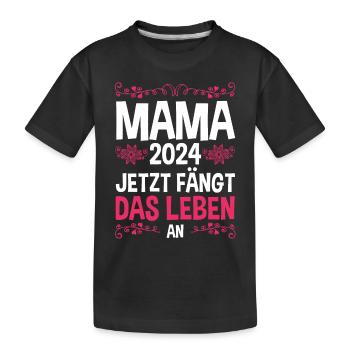 Werdende Mama 2024 - Kinder Premium Bio T-Shirt - Schwarz - Vorne