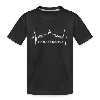 Washington D.C. Skyline Herzschlag USA Ostküste - Kinder Premium Bio T-Shirt - Schwarz - Vorne