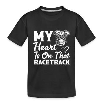 Mein Herz Ist Auf Dieser Rennstrecke - Kinder Premium Bio T-Shirt - Schwarz - Vorne
