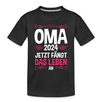 Werdende Oma 2024 - Kinder Premium Bio T-Shirt - Schwarz - Vorne
