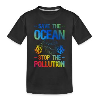 save the ocean stop verschutzung - Kinder Premium Bio T-Shirt - Schwarz - Vorne