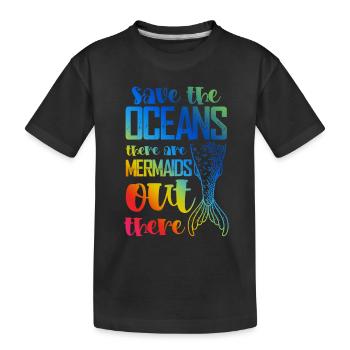 Sauvez la sirène de l’océan - T-shirt bio Premium Enfant - noir - Devant