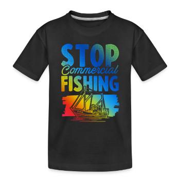 save the ocean angeln - Kinder Premium Bio T-Shirt - Schwarz - Vorne