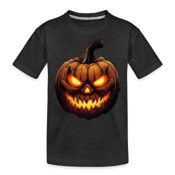 Halloween pumkin with glowing face - Kinder Premium Bio T-Shirt - Schwarz - Vorne