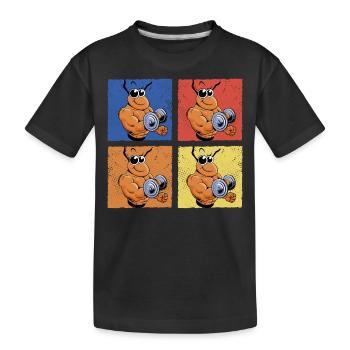 Ameise Fitness Bizeps - Kinder Premium Bio T-Shirt - Schwarz - Vorne