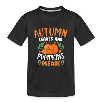 Feuilles d’automne et citrouilles s’il vous plaît - T-shirt bio Premium Enfant - noir - Devant