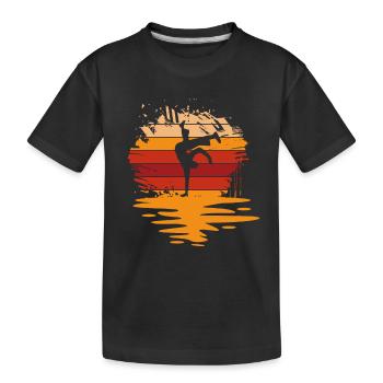 Capoeira Retro Sunset - Kinder Premium Bio T-Shirt - Schwarz - Vorne