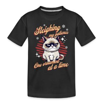 Angry Cat Xmas Sarcastic Funny Cat Meme - Kids' Premium Organic T-Shirt - black - Front