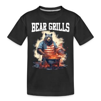 Bear Grills Barbecue BBQ Grillades Camping Sauvage - T-shirt bio Premium Enfant - noir - Devant