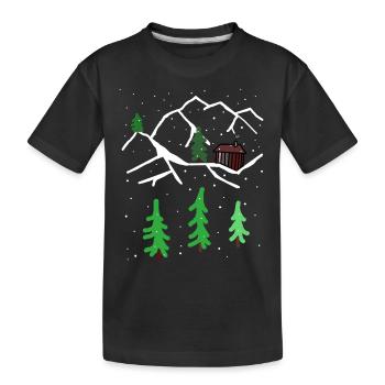 Winter Mountain Hut Solitude Christmas Snow - Kids' Premium Organic T-Shirt - black - Front
