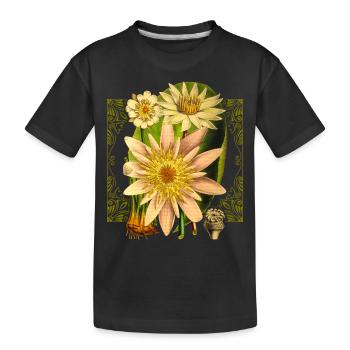 Jugendstil Seerose Vintage Lotusblüte Illustration - Kinder Premium Bio T-Shirt - Schwarz - Vorne