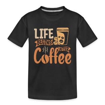 La vie de l’espresso commence après le café latte à la caféine - T-shirt bio Premium Enfant - noir - Devant