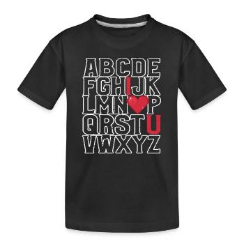 ABC Kreide Alphabet Ich liebe dich Lehrer Student - Kinder Premium Bio T-Shirt - Schwarz - Vorne