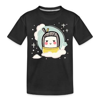 Chibi Kawaii Tofu Geisha - Kids' Premium Organic T-Shirt - black - Front
