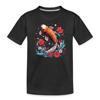 Koi Poisson Koï Carpe Koi Jardin Koi Étang Koi - T-shirt bio Premium Enfant - noir - Devant