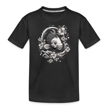 Koi Poisson Koï Carpe Koi Jardin Koi Étang Koi - T-shirt bio Premium Enfant - noir - Devant