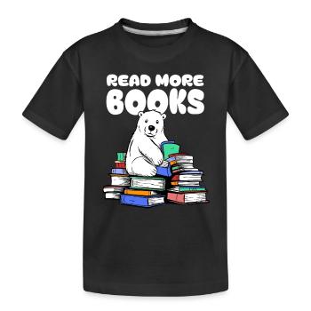 L’ours polaire aime la littérature et s’assoit sur des livres - T-shirt bio Premium Enfant - noir - Devant