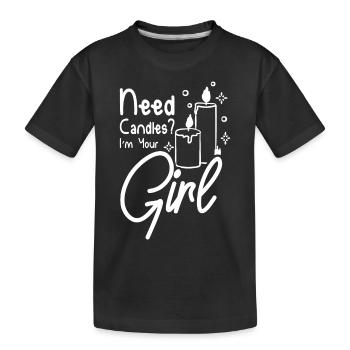 Besoin de bougies, je suis ta fille, fabrication de bougies - T-shirt bio Premium Enfant - noir - Devant