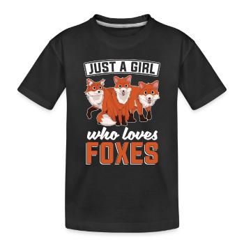 Habitant de la forêt fille cadeau renard animal des bois - T-shirt bio Premium Enfant - noir - Devant