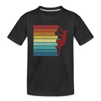 Retro Bouldern Speedklettern Sportklettern - Kinder Premium Bio T-Shirt - Schwarz - Vorne