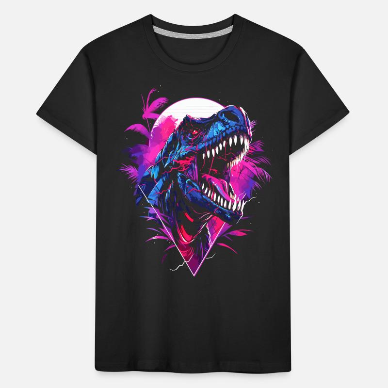 Synthwave T Rex T-shirt bio Premium Enfant