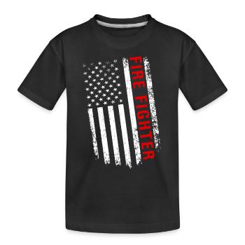 USA Wildland Firefighter Amerikanische Flagge - Kinder Premium Bio T-Shirt - Schwarz - Vorne