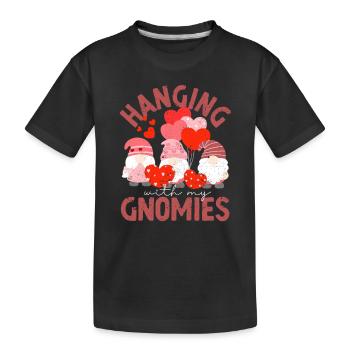 Hanging With My Gnomies Lustige Gnome Valentinstag - Kinder Premium Bio T-Shirt - Schwarz - Vorne