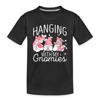 Hanging With My Gnomies Lustige Gnome Valentinstag - Kinder Premium Bio T-Shirt - Schwarz - Vorne