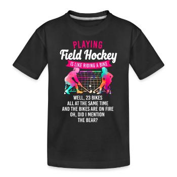 Hockey sur gazon Jouer au hockey sur gazon - T-shirt bio Premium Enfant - noir - Devant