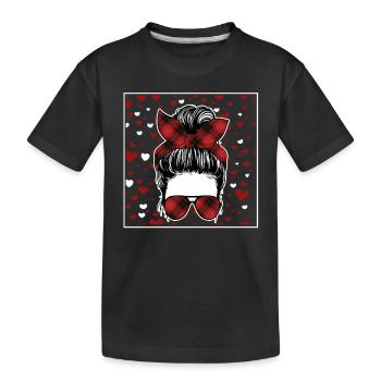 Fille Messy Chignon Buffalo Rouge Plaid - T-shirt bio Premium Enfant - noir - Devant