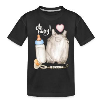 Strampelhose, Nuckelflasche für das Baby, Spruch - Kinder Premium Bio T-Shirt - Schwarz - Vorne