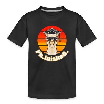 PhD Gift Doctorate Degree Llama - Kids' Premium Organic T-Shirt - black - Front