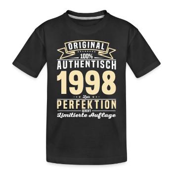 Authentisches Vintage-Geschenk 1998 - Kinder Premium Bio T-Shirt - Schwarz - Vorne