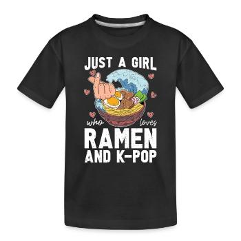 Juste une fille qui aime les ramen et la K Pop K Pop - T-shirt bio Premium Enfant - noir - Devant