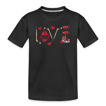 Liebe Spieler Torwart Eishockey Herz lustig - Kinder Premium Bio T-Shirt - Schwarz - Vorne