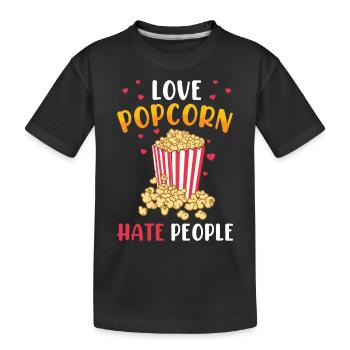 Popcorn Lover Gift Funny Popcorn - Kids' Premium Organic T-Shirt - black - Front